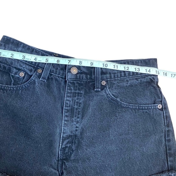 LEVI'S Washed Black Denim Cut Off Shorts - Picture 8 of 11